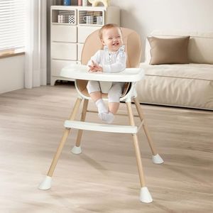 Bopeep Baby High Chair, 6-in-1 Convertible Toddler Chair, Removable Seat and Trays, Adjustable Height, Premium PVC Seat Cushion, Double Trays for Easy Clean, for 0-36 Months Dining(Pink)