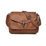 NICOLE & DORIS Women Small Crossbody Bag Vintage Shoulder Bag Soft Leather Satchel Bag Multi Pockets Handbags Messenger Bag Lightweight Hobo Bags Brown