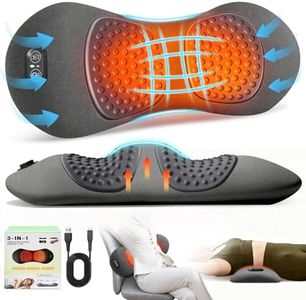 3-in-1 Electric Lumbar Support Pillow,Triple Fusion Back Massager with Heat,Vibration &Traction,Back Support Pillow for Bed and Chair,Lumbar Support Pillows for Lower Back Pain Relief & Spine Support