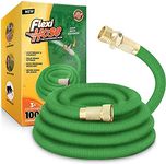 Flexi Hose Expandable Garden Hose, Lightweight & No-Kink Flexible Garden Hose, 3/4 inch Solid Brass Fittings and Double Latex Core, 100 ft Green