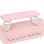 LIONVISON Nail Arm Rest Hand Pillow, Foldable Manicure Hand Cushion Stand Nail Rest Cushion Non-Slip Nail Mat, Professional Table Station with Manicure Mat Sets for Arm Rest Manicure Salon(Pink)