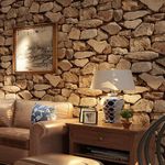 Snewvie 3D Effect Stone Stereo Imitation Texture Wallpaper Non-Woven Retro Decoration for Bedroom Living Room Restaurant Cafe Wallpaper 950 * 53cm