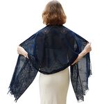 Lace Shawls for Women Wraps for Evening Dresses Scarfs for Women Dressy Wedding Shawl Navy