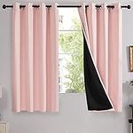 Deconovo Room Curtains, 100% Blackout Doubled Layer Curtains, Total Room Darkening, Window Drapes for Bedroom/Living Room/Little Baby/Girl/Nursery (Set of 2, Crystal Pink,52W by 63L)