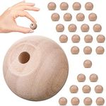 Jetec 30 Pcs Unfinished Wood Ball Knobs Pulls Handles Round Wood Knobs Cabinet Doors Unfinished Wooden Ball Knobs for Kitchen Cabinet Knobs Drawer Knobs Dresser Knobs Gnome Noses and Crafts