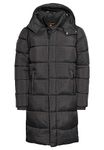 Superdry Men's Ripstop Longline Puffer Jacket, Black Grid, L