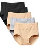 NINGMI 5-Pack Ladies Underwear Stretchy Comfortable Women High Waist Soft Cotton Full Briefs Basic Style Panties, Mix-2, XXL