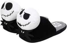 Disney Mens' Nightmare Before Christmas Slippers - Jack Skellington Plush Slip-On House Shoe Slides, Jack Skellington, 11-12