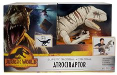 Mattel Jurassic World Dominion Large Dinsoaur Toy, Super Colossal Atrociraptor Action Figure 3 Feet Long with Eating Feature, Gift for Kids, HFR09