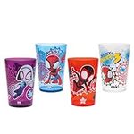 Zak Designs Marvel Spider-Man Nesting Tumbler Set for at Home, 14.5oz Non-BPA Plastic Cups, 4-Pack (Spidey and His Amazing Friends)