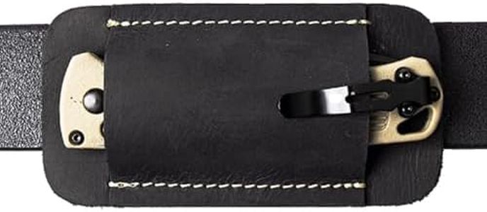 ANBOO Étui Couteau en Cuir avec Boucle de Ceinture Cachée pour Camping Chasse - Porte-Couteau Pliant Professionnel avec 2 Pochettes de Rangement (Noir)