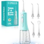 COSLUS Portable Water Flosser for Teeth: 3 Modes & 18 Pressure Settings with Jet Mode Water Dental Pick for Orthodontic, Braces, Sensitive Gums, Compact for Travel, 300ML for Multiple Users, Green C51