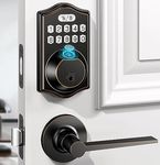 keyless Entry Door Lock deadbolt with Handle Set-Front Smart Door Locks for Front Door-with 2 Lever Handles-Electronic Keypad Code Deadbolt,Fingerprint Door Lock-Auto Lock (Oil Rubbed Bronze)