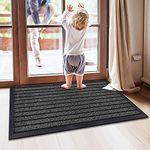 Waterproof Rubber Door Mat Outdoor - PVC Non Slip Backed Washable Dirt Grabber Mat Dog Muddy Paws Carpet Runner Rug for Kitchen Front or Back Door (Grey, 50 x 90 cm (1 ft 8 in x 2 ft 11 in))