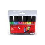 5 Star Highlighters Chisel Tip 1-4mm Line Assorted [Wallet 6], Blue/Green/Orange/Pink/Red/Yellow