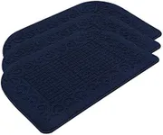 COSY HOMEER 32X20 Inch Anti Fatigue Kitchen Rug Mats are Made of 100% Polypropylene Half Round Rug Cushion Specialized in Anti Slippery and Machine Washable (Navy 3pcs)