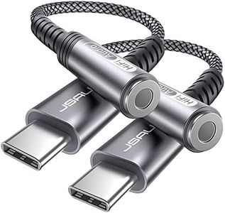 JSAUX 2-Pack USB Type C to 3.5mm Female Headphone Jack Adapter, USB C to Aux Audio Dongle Cable Cord Compatible with iPhone 15 Pro Max/15 Pro/15 Plus/15, Samsung Galaxy S23/S22, iPad Pro, Pixel -Grey