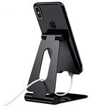 ELV Aluminum Adjustable Mobile Phone Foldable Tabletop Stand Dock Mount for All Smartphones, Tabs, Kindle, iPad (Black)