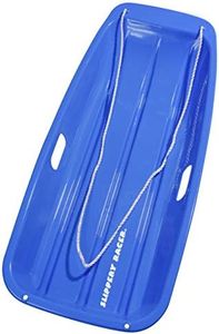 Slippery Racer Downhill Sprinter Flexible Kids Toddler Plastic Cold-Resistant Toboggan Snow Sled with Pull Rope and Handles -35 Inch (BLUE)