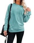 INFITTY Sweaters for Women Trendy Casual Graphic Solid Color Pullover Long Sleeves Hoodies Fall Casual Tops Blue Green XL