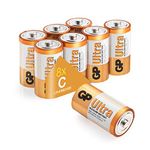 GP C batteries 8 pack 1.5v batteries C Battery size - C Cell battery Pack of 8 also known as 14AU or LR14