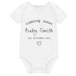 Baby Announcement Baby Grow Onesie Vest 2025 Pregnancy Reveal Ideas - Personalised Baby Coming Soon Due Date For Great Grandparents Auntie Dad Gifts From Bump