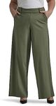 Lee Women's Plus Size Ultra Lux Comfort Any Wear Wide Leg Pant, Olive Grove, 18 Plus Petite