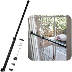 SECURITYMAN Sliding Door Security Bar-Child Proof Sliding Door Lock Bar with Anti Lift Lock - Fits Most Doors & Windows - Adjustable Patio Door Security Bar (18.75"- 51.1") Black