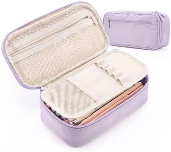 WEMATE Pencil Case, Large Storage Organizer, Makeup Bag, Teacher Must - have, Big Pencil Pouch, Marker Case for College (Light Purple)