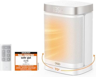 Dreo Heizlüfter Energiesparend Klein, 1500W Heizung Elektrisch mit Thermostat, 70° Oszillierend Elektroheizung, PTC Keramik Heizlüfter Leise, ECO-Modus, 12-Std-Timer, Überhitzungs- & Kippschutz, Weiß
