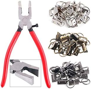 Swpeet 36 Sets 1" 25mm 3 Colors Key Fob Hardware with 1Pcs Key Fob Pliers, Glass Running Pliers Tools with Jaws, Studio Running Pliers Attach Rubber Tips Perfect for Key Fob