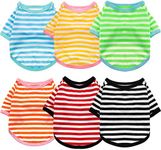 6 Pieces Dog Striped T-Shirt Dog Shirt Breathable Pet Apparel Colorful Puppy Sweatshirt Dog Clothes for Small to Medium Dogs Puppy (M)