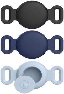 3 Pack Air Tag Dog Collar Holders, Soft Silicone GPS Tracking Accessories Anti-Lost & Anti-Scratch Protective Cases for Apple Airtag for Cat, Dog Collars (Black + Midnight Blue + Denim Blue, Small)