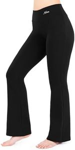 NIRLON Yoga Pants Women Bootleg Best Athletic Workout Yoga Leggings Flare Leg 28"/30"/32"/34" Inseam Fitness Work & Casual Wear (L, Black 28" Inseam)