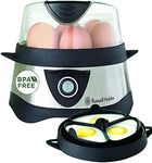 Russell Hobbs Egg Boiler [Test Winner 1-7 Boiled or 3 Steamed Eggs Accurate to the Spot] Stainless Steel (Including Steamer Insert, Automatic Shut-Off, Beep, BPA-Free, Measuring Cup) 14048-56