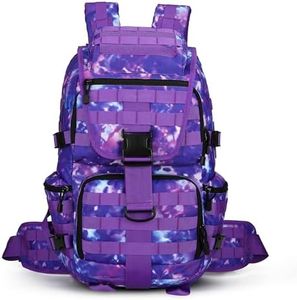 KXBUNQD 50L Military Tactical Backpack Hiking Waterproof Backpack Large Military Pack 3 Day Assault Pack Molle Bag Rucksack, Purple Camo, Large, Backpacks