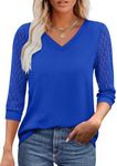 XIEERDUO Womens Tunic Tops Dressy Casual V Neck Work Blouses Long Sleeve Shirts for Women Fall Clothes Blue XXL