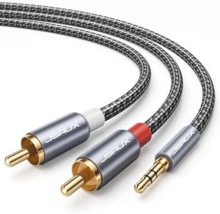 JSAUX 25ft/7.5M Aux to RCA Headphone Male to Male Jack Adapter Nylon Braided 1/8 to RCA Audio Y Cord for Smartphones, MP3, Tablets, Speakers, HDTV - Grey