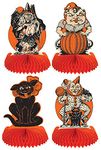 Beistle Vintage Halloween Centerpieces 4 Piece, 9", Multicolor