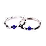 DHRUVS COLLECTION 925 Pure Silver Evil Eye Nazariya Kada for Baby Boys & Girls (Newborn to 1 Year)