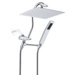 Hibbent All Metal Shower Head, High Pressure 10'' Rainfall Shower Head, Handheld Showerhead Combo, Chrome