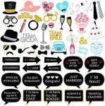 Nextin Wedding Photobooth Props Kit - Wedding Selfie Props Accessories for Wedding, Bridal Shower, Engagement, Bachelor Party Favour Decorations (52 Pcs)