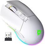 KLIM Blaze Rechargeable Wireless Gaming Mouse RGB + High-Precision Sensor & Long-Lasting Battery + 7 Customizable Buttons + Up to 10000 DPI + Wired and Wireless Mouse for PC Mac PS4 PS5 New 2024 White