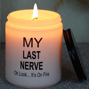 SEVEN LUCKY LIGHT Lavender Candle My Last Nerve Candle Gifts for Husband Boyfriend 48 hrs Clean Burning Soy Candles 7 Oz White Jar Candle