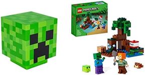 Paladone Minecraft Creeper Light with Official Creeper Sounds, Battery Powered & Lego 21240 Minecraft The Swamp Adventure, Building Game Construction Toy with Alex and Zombie Figures in Biome