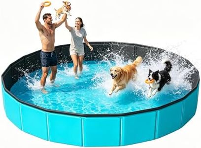 HAIKE Portable Dog Pool, Heavy-Duty Oxford Cloth Pet Bathtub, Foldable Swimming Pool for Dogs Cats Kids, Dog Bathing Tub with Quick Drain Hole, Indoor Outdoor Backyard Use, Blue 70.9x11.8 Inch