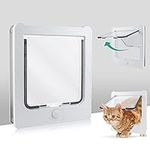 NAMSAN Cat Flap Cat Door with 4 Way Locking Dog Flap for Wooden Door Windproof Rainproof Pet Flap for Cats/Puppies (27.5 x 23.5 x 5 CM)