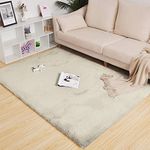 Luxe Home Ruffle Floor Rug Rabbit Fur 1000 Gsm Living Room Foot Mats Anti Skid Water Absorbent Easy Machine Washable Rug for Bedroom | Floor | 4 X 6 Ft | Beige | Pack of 1