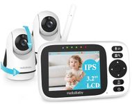 HelloBaby Baby Monitor 2 Cameras,Video Baby Monitors No WiFi with 3.2'' IPS Screen, Remote Pan-Tilt-Zoom Baby Camera Monitor,Plug&Play,Night Vision,1000ft,2-Way Talk, Temperature Display,ECO/VOX Mode