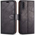 Case Collection for Samsung Galaxy A50 Phone - Premium Leather Folio Flip Cover | Magnetic Closure | Kickstand | Money and Card Holder Wallet | Compatible with Samsung A50 Case Black